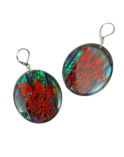 Aretes Corazón Biológico - Grabado con Flores | Plata 925 | Mujerón ON!