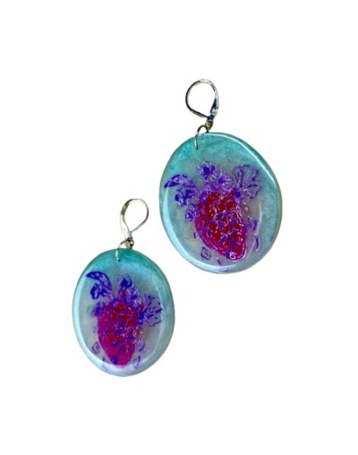 Aretes Corazón Biológico - Grabado con Flores | Plata 925 | Mujerón ON!