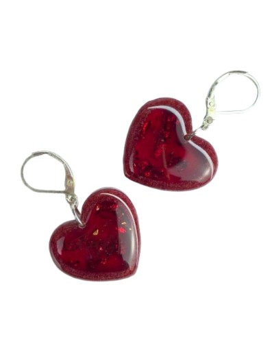 Aretes Corazón con Papel Oro - Plata 925 | Artesanales | Mujerón ON!