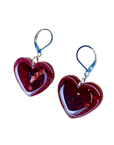 Aretes Corazón con Papel Oro - Plata 925 | Artesanales | Mujerón ON!
