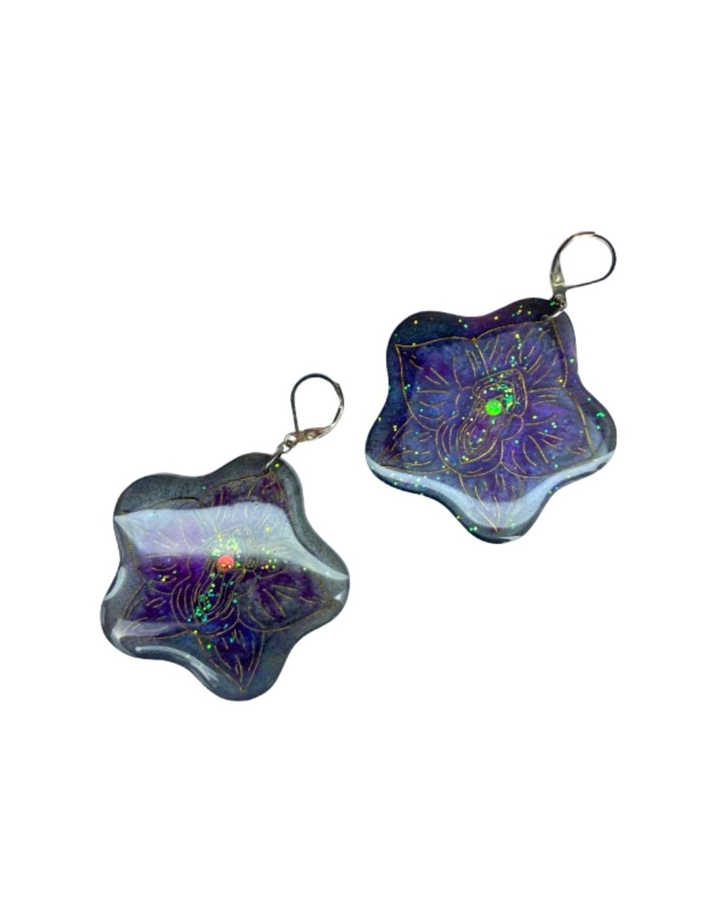 Aretes Flor de Orquídea - Grabado y Brillos | Plata 925 | Mujerón ON!