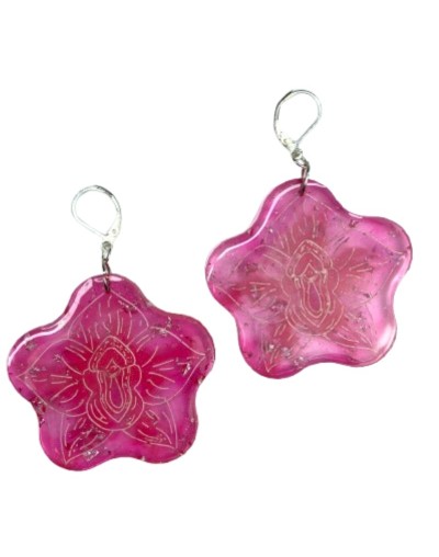 Aretes Flor de Orquídea - Grabado y Brillos | Plata 925 | Mujerón ON!