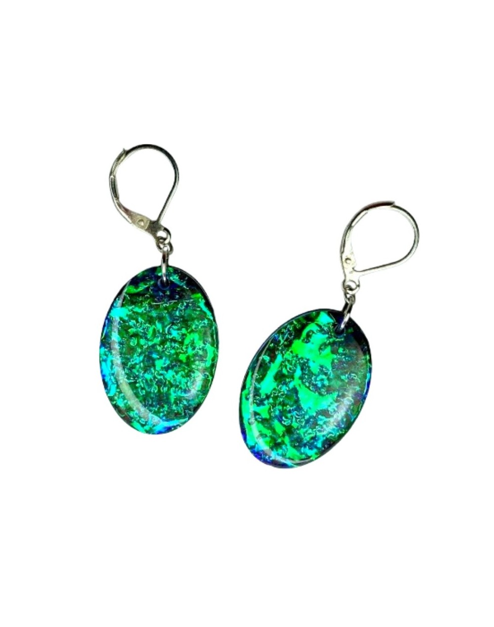 Aretes Ovalo Iridiscentes - Efecto Opal | Plata 925 | Mujerón ON!
