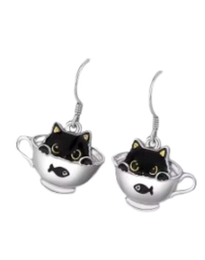 Aretes Taza De Gato