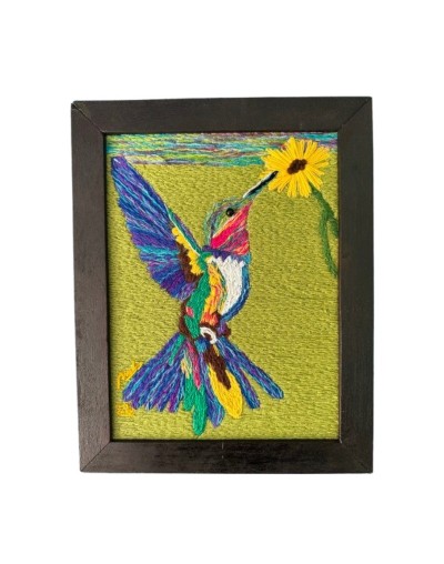 Cuadro bordado a mano Colibrí