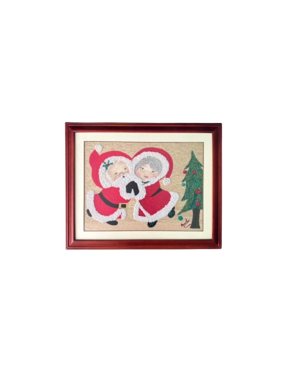 Cuadro bordado a mano Navidad con Amor: Santa y Señora Claus