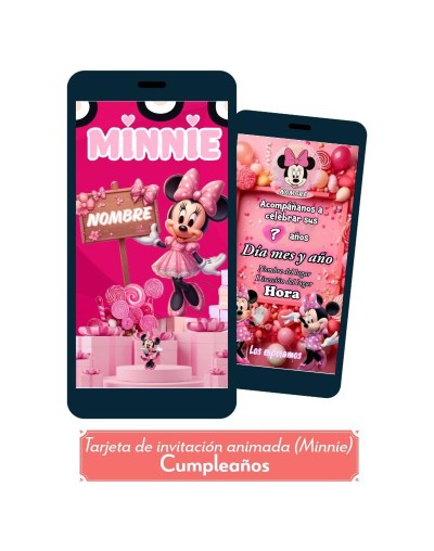 Invitación animada para cumpleaños Minnie