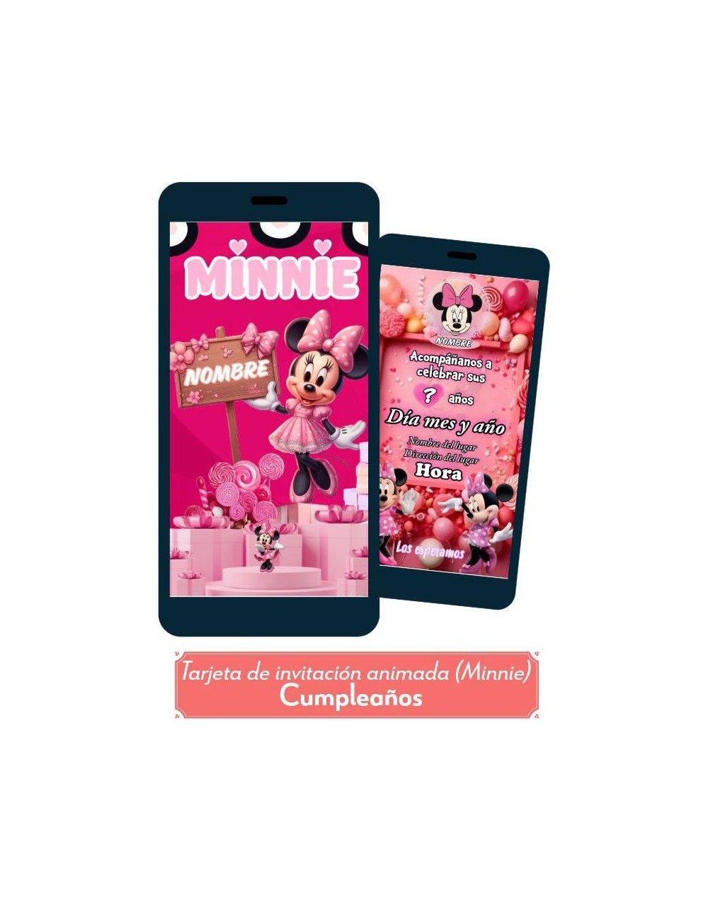 Invitación animada para cumpleaños Minnie