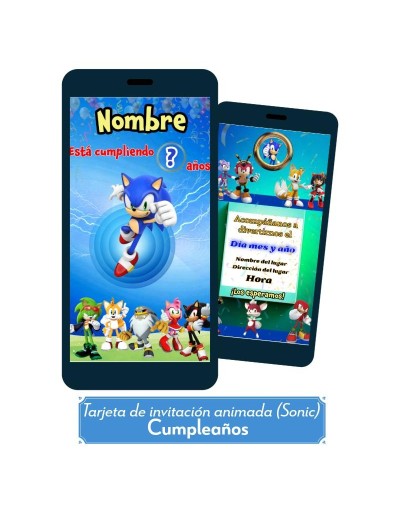 Invitación animada para cumpleaños Sonic