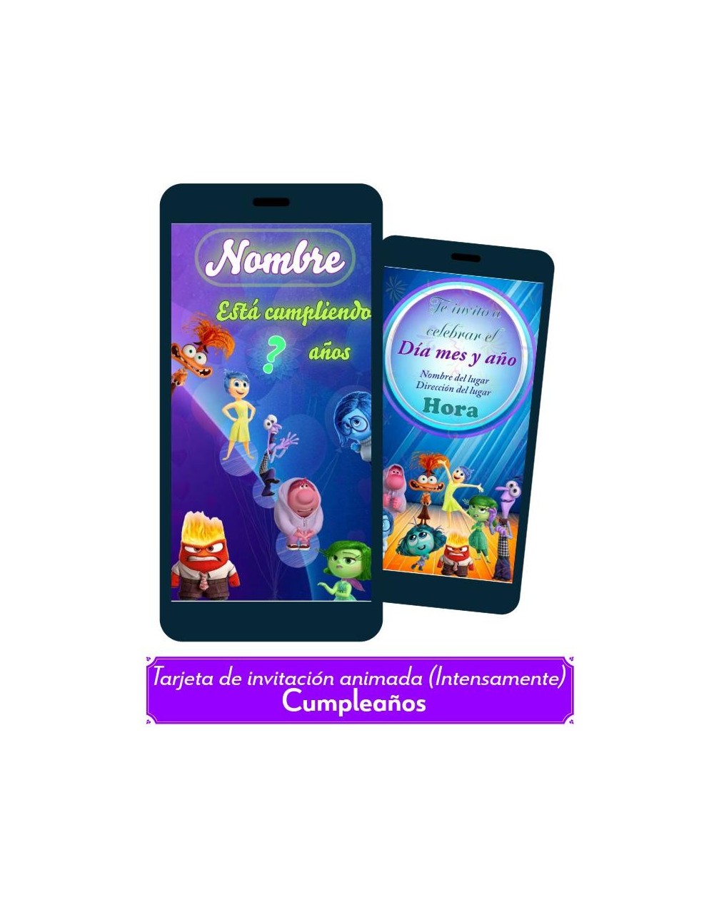 Invitación animada para cumpleaños Intensamente