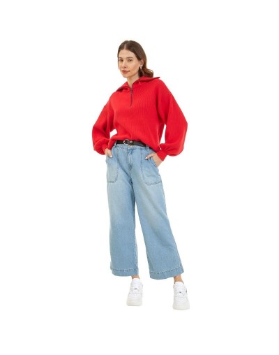 CMA777U18 Camisero Punto Ingles Manga Bombacha Color Rojo Talla Unica