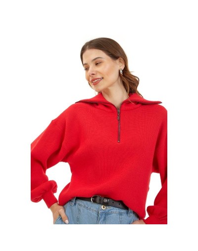 CMA777U18 Camisero Punto Ingles Manga Bombacha Color Rojo Talla Unica