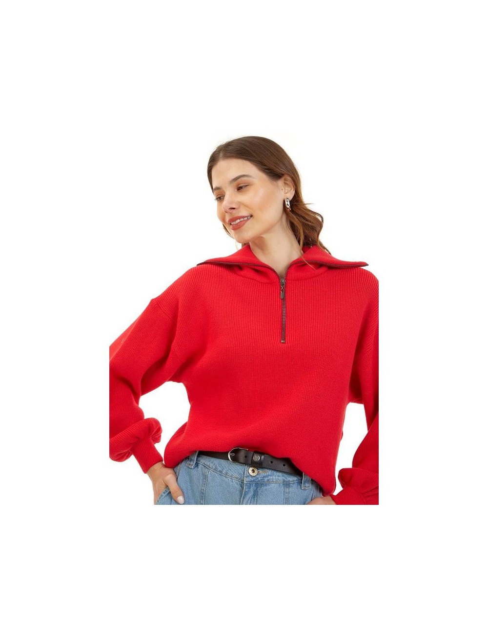 CMA777U18 Camisero Punto Ingles Manga Bombacha Color Rojo Talla Unica