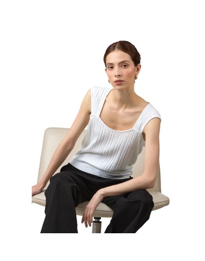 OMC843M08 Blusa Enlazada Escote Corazon Color Marfil Talla SM y ML
