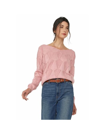 CMC560U16 Buzo Calado Hojas Cuello V Color Palo De Rosa Talla Unica