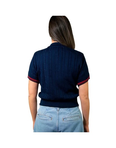 MMA826XS04 Camiseta Trenzada 3 Botones Color Azul Rojo Talla XS SM ML XL
