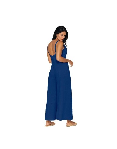 SME821S04 Enterizo Largo De Tiras Clavelina Color Azul Talla S M L 