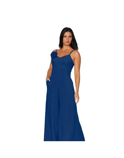 SME821S04 Enterizo Largo De Tiras Clavelina Color Azul Talla S M L 