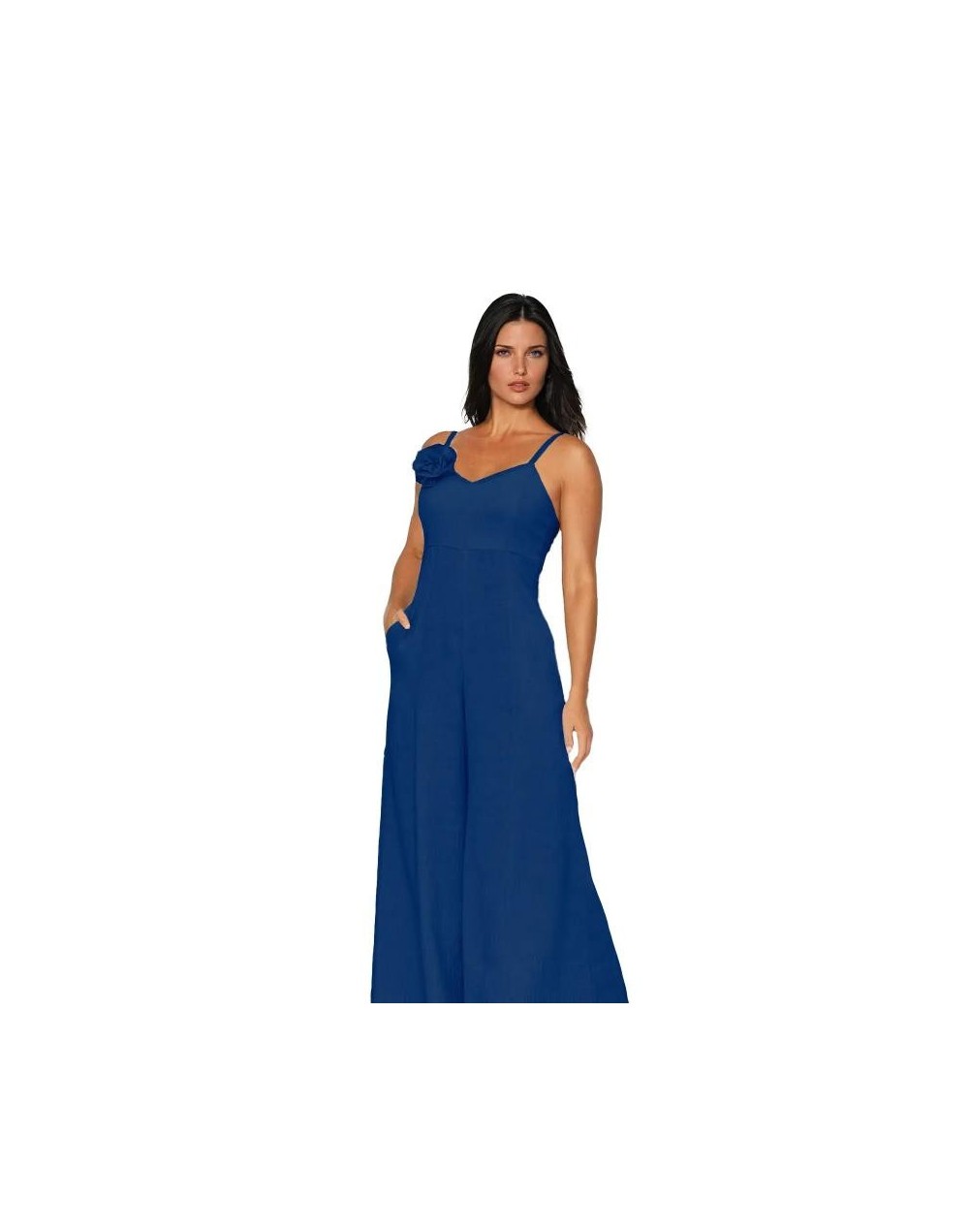 SME821S04 Enterizo Largo De Tiras Clavelina Color Azul Talla S M L 