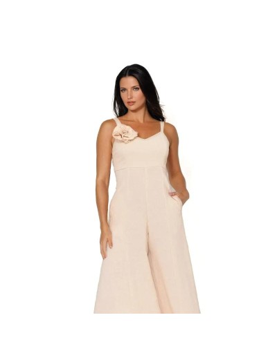 SME821S09 Enterizo Largo De Tiras Clavelina Color Taupe Talla S M L 