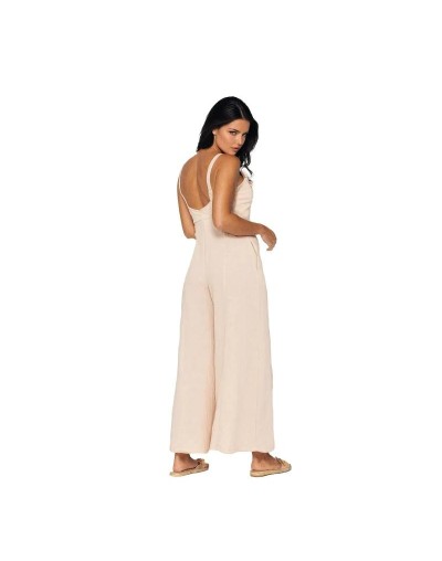 SME821S09 Enterizo Largo De Tiras Clavelina Color Taupe Talla S M L 