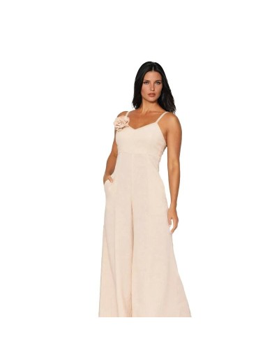 SME821S09 Enterizo Largo De Tiras Clavelina Color Taupe Talla S M L 