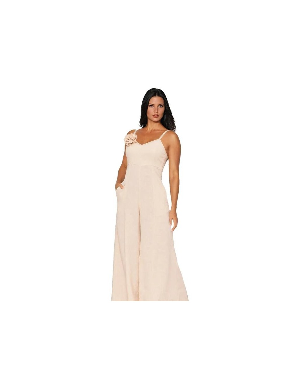 SME821S09 Enterizo Largo De Tiras Clavelina Color Taupe Talla S M L 