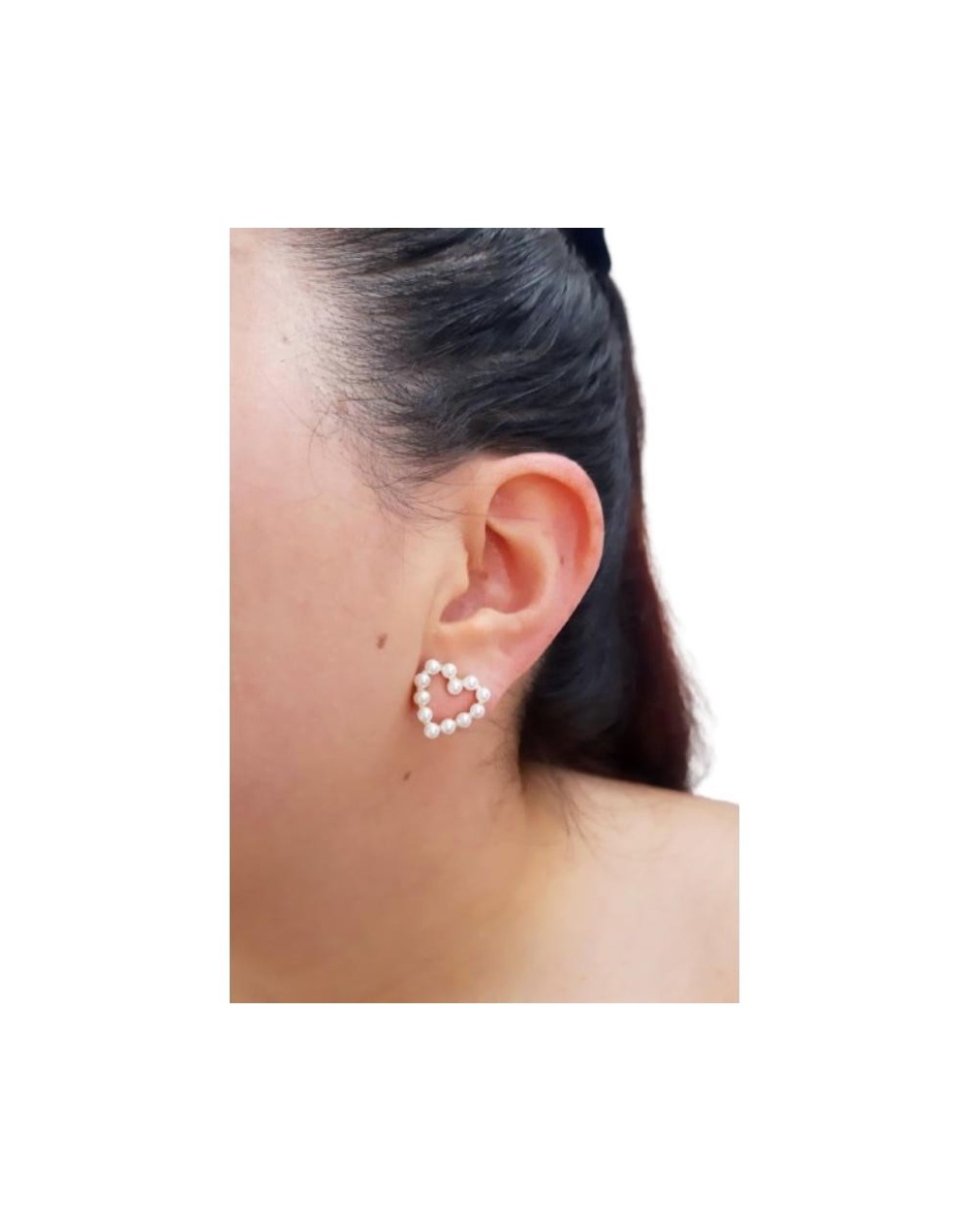 Aretes corazón de perlas