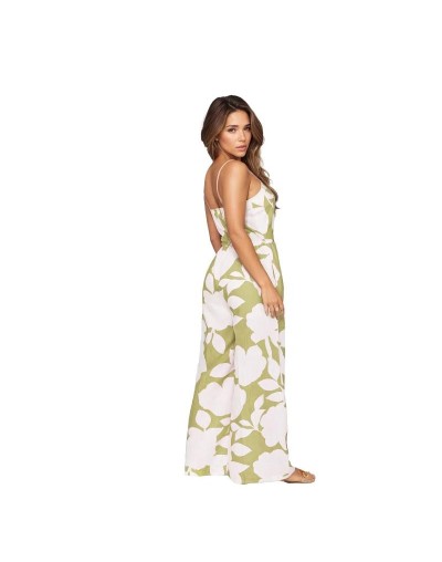 SME819S15 Enterizo Pantalon Con Estampado Floral Color Verde Oliva Talla S M L