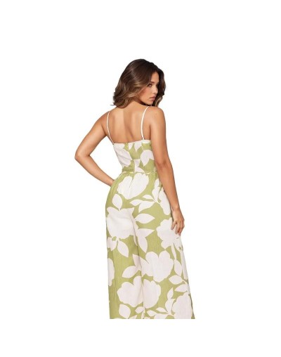 SME819S15 Enterizo Pantalon Con Estampado Floral Color Verde Oliva Talla S M L