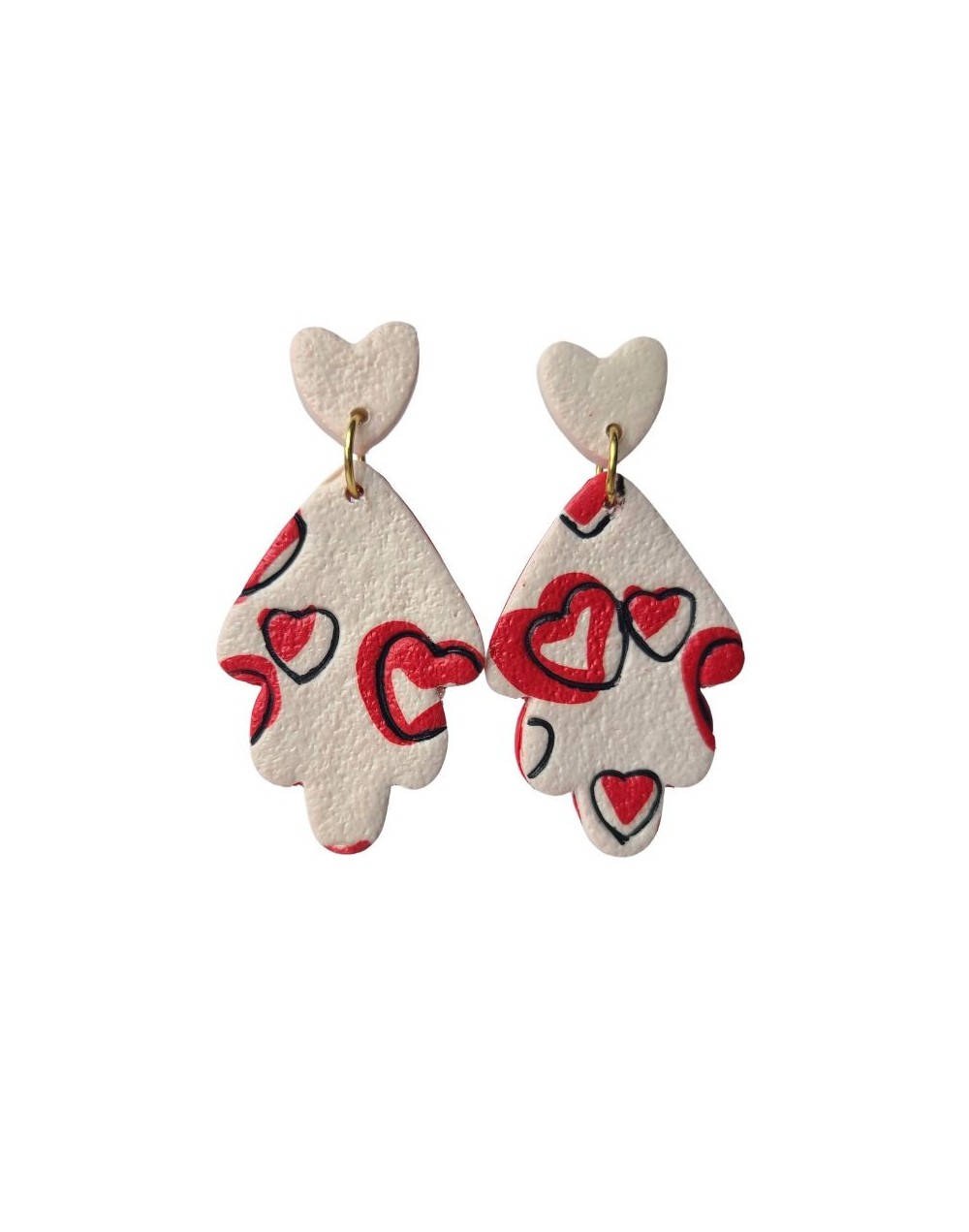 Hoja Blanca con Corazones Rojos