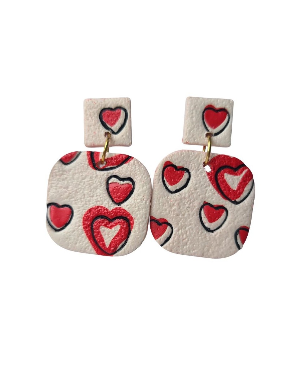 Cuadrado Blanco, corazones rojos
