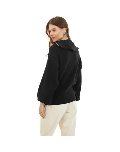 CMA777U01 Camisero Punto Ingles Manga Bombacha Color Negro Talla Unica