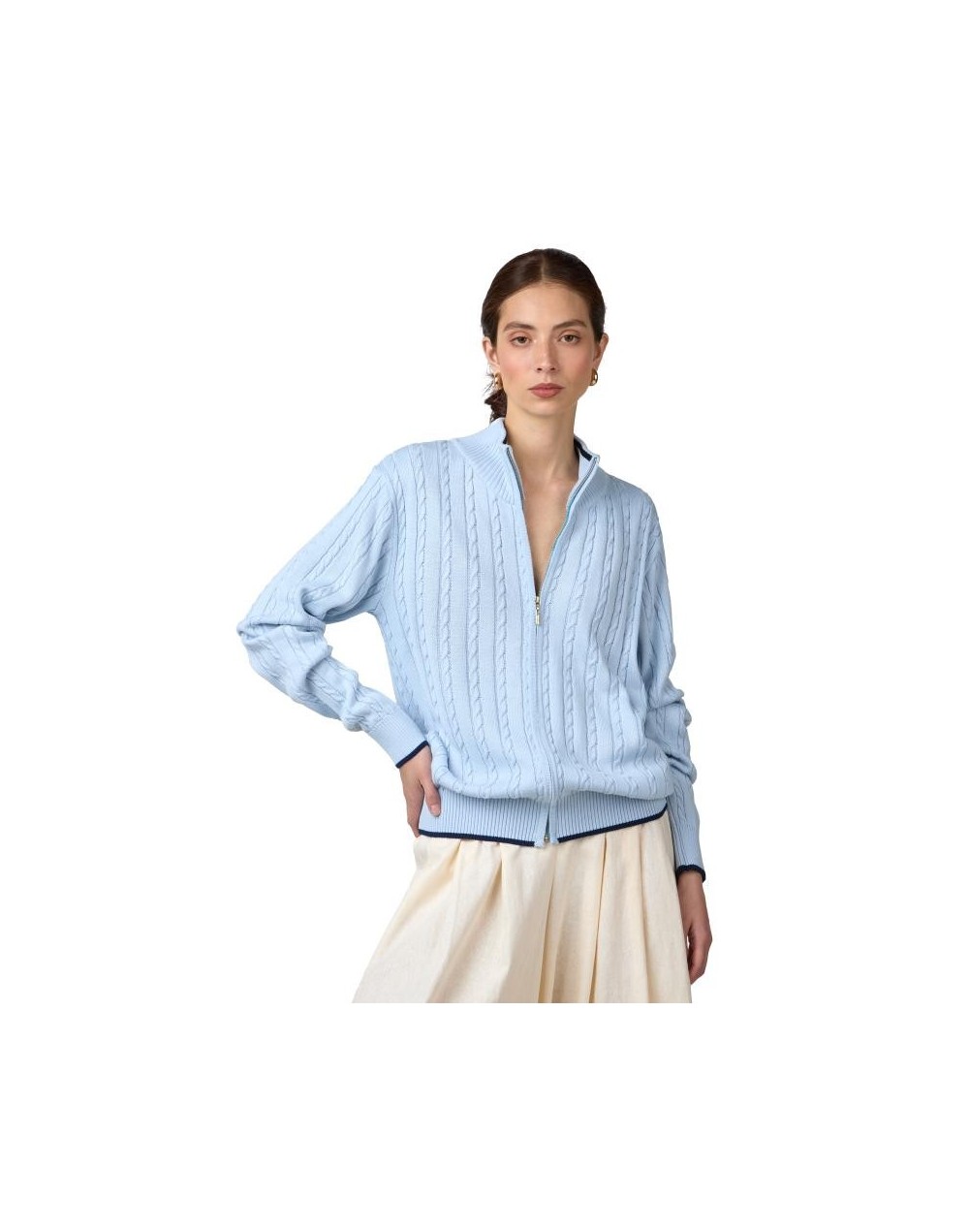 MMA881XS21 Chaqueta Trenzada Color Azul Claro Talla XS SM ML