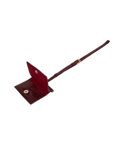 Collar billetera de mujer Matilde en piel color rojo mate
