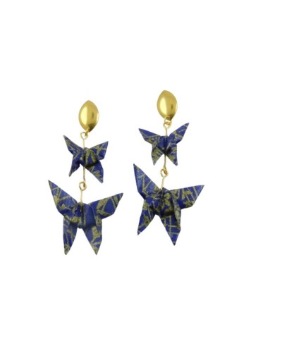 Aretes de mariposas en origami barnizado
