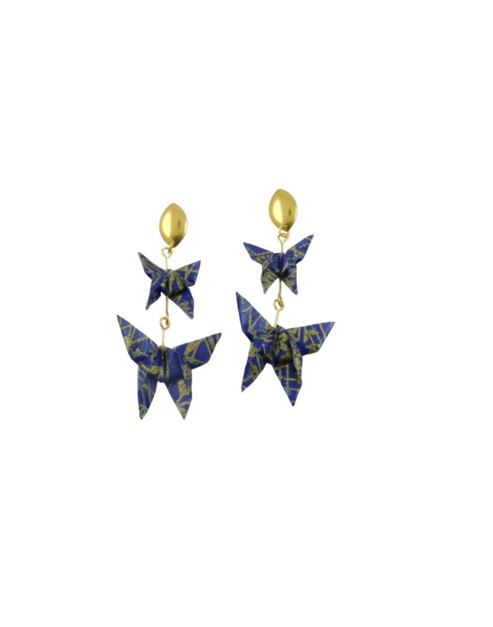 Aretes de mariposas en origami barnizado