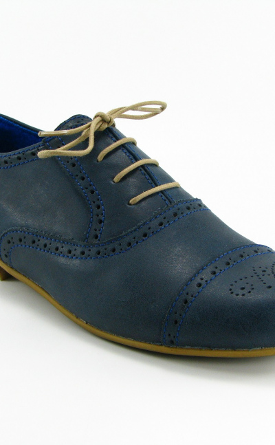 Zapatos para mujer en cuero tipo Oxford - Azul