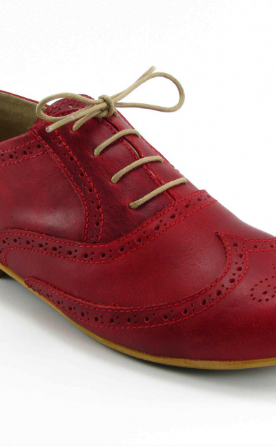Zapatos para mujer en cuero tipo Oxford - Rojo