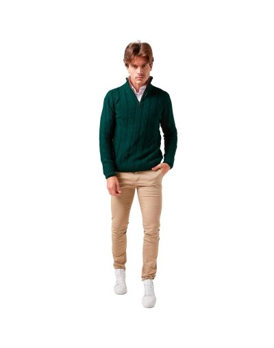 DHA693 Camisero Trenzado Color Verde Botella Talla XS S M L XL