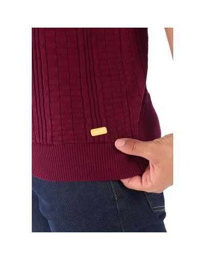 MHA824 Camiseta Polo Cuadros 3 Botones Color Vinotinto Talla S M L XL