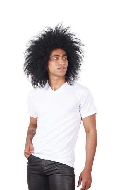Camiseta cuello v masculina en polialgodon