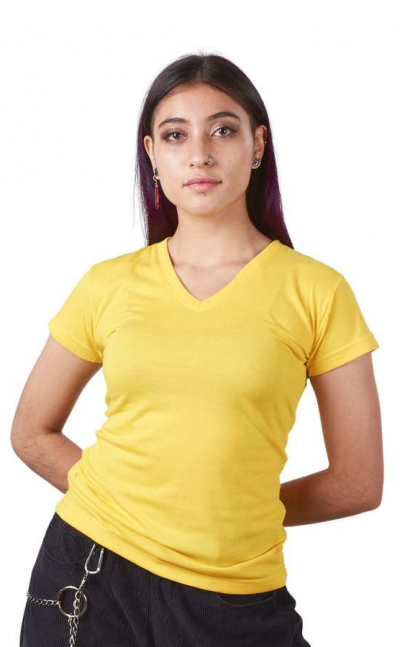 Camiseta cuello v femenina en polialgodon