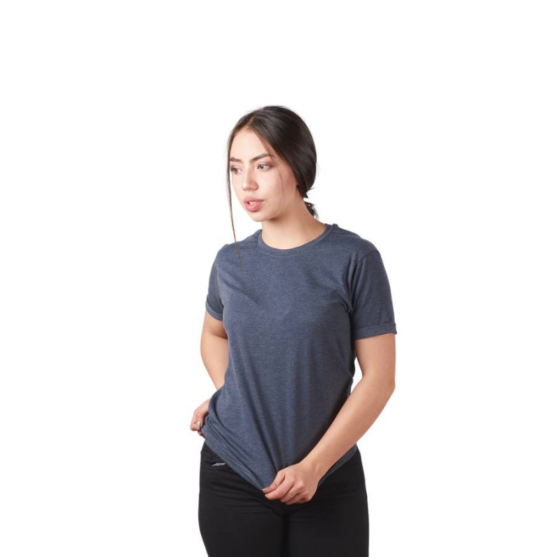 Camiseta femenina cuello sencillo en algodon licrado