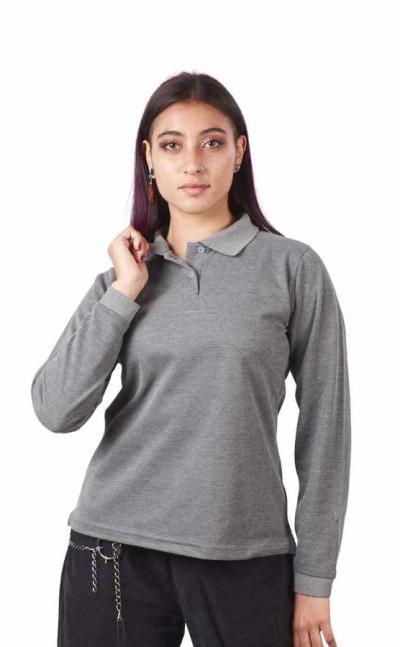 Camiseta femenina tipo polo manga larga