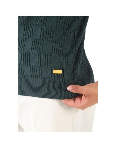 MHC813 Camiseta Polo Cuadro Canales Cremallera Color Verde Militar Talla S M L XL