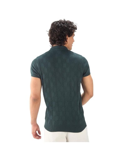 MHC813 Camiseta Polo Cuadro Canales Cremallera Color Verde Militar Talla S M L XL