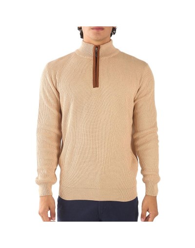 BHA831 Sueter Cuello Alto Punto Ingles Color Almendra Talla S M L XL