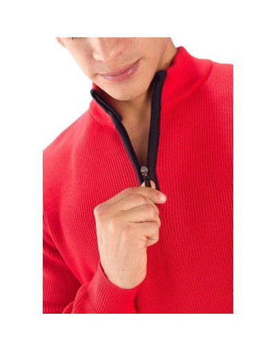 BHA831 Sueter Cuello Alto Punto Ingles Color Rojo Talla S M L XL