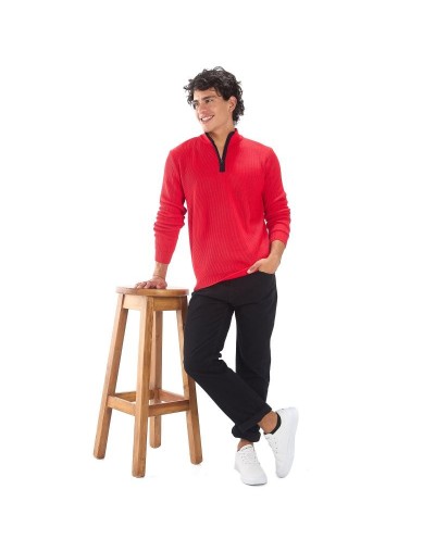BHA831 Sueter Cuello Alto Punto Ingles Color Rojo Talla S M L XL